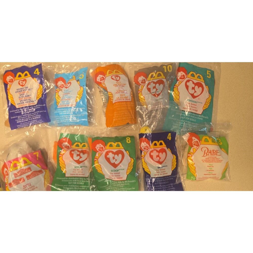 Lot of 8 Ty Teenie Beanies McDonalds 1998 New In Bag